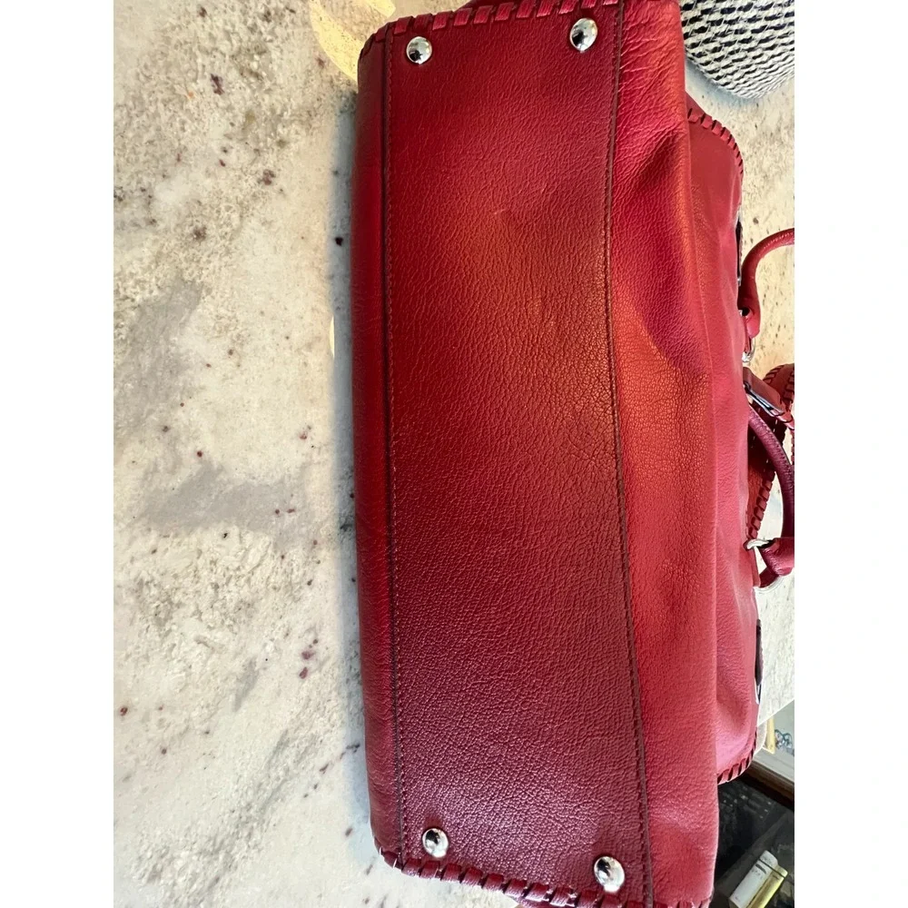 Michael Kors Hamilton Whipped Tote Satchel Red Leather Purse Bag Handbag